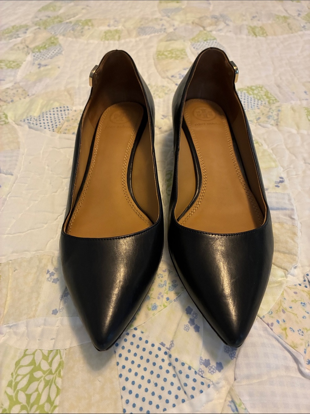 Tory Burch | Elizabeth Leather Kitten Heels in Black